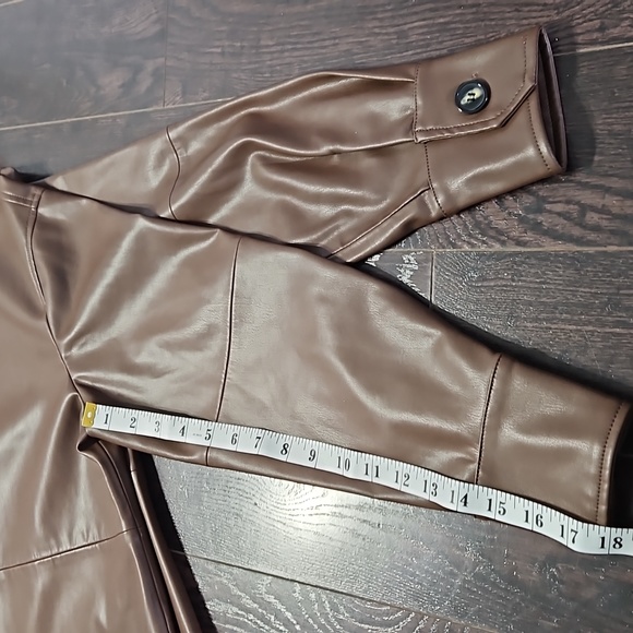 Sanctuary Brown Faux Leather Shirt Jacket Shacket, Small - Picture 13 of 14